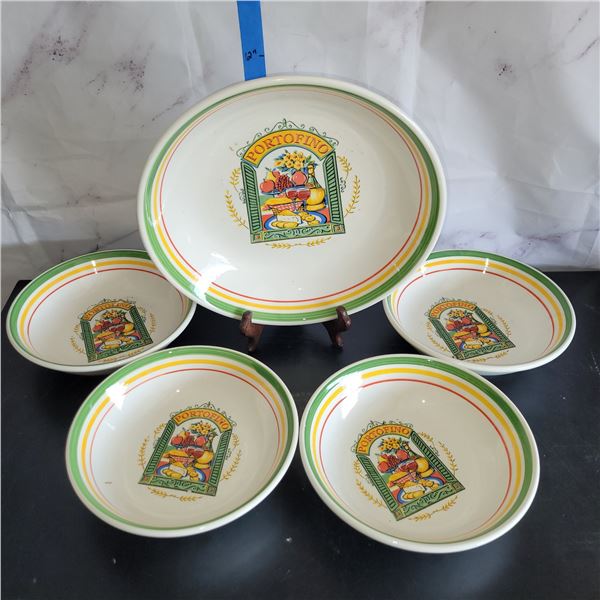 Vintage Made in Italy Portofini Himark Pasta Bowl Set - Server + 4 Bowls