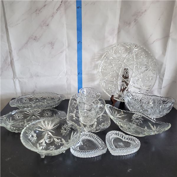 Beautiful Fine Crystal Lot - Divided Dises, Plate +++