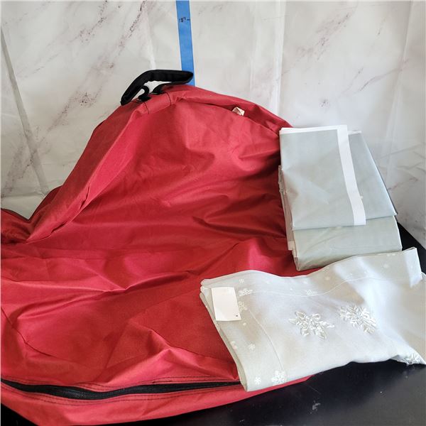 Xmas Lot 30" Wreath Storage Bag, New 36" Tablecloth, Large Photo or Wall Hanging Backdrop 84x98"