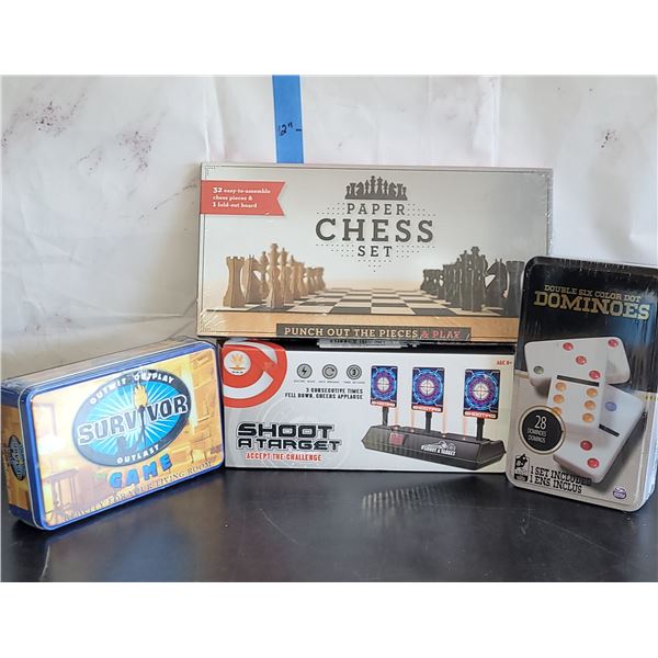 Game Lot - Survivor, Shoot  A Target, Paper Chess, Dominoes