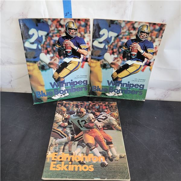 Lot of 3 Vintage CFL Magazines - Eskimos Blue Bombers