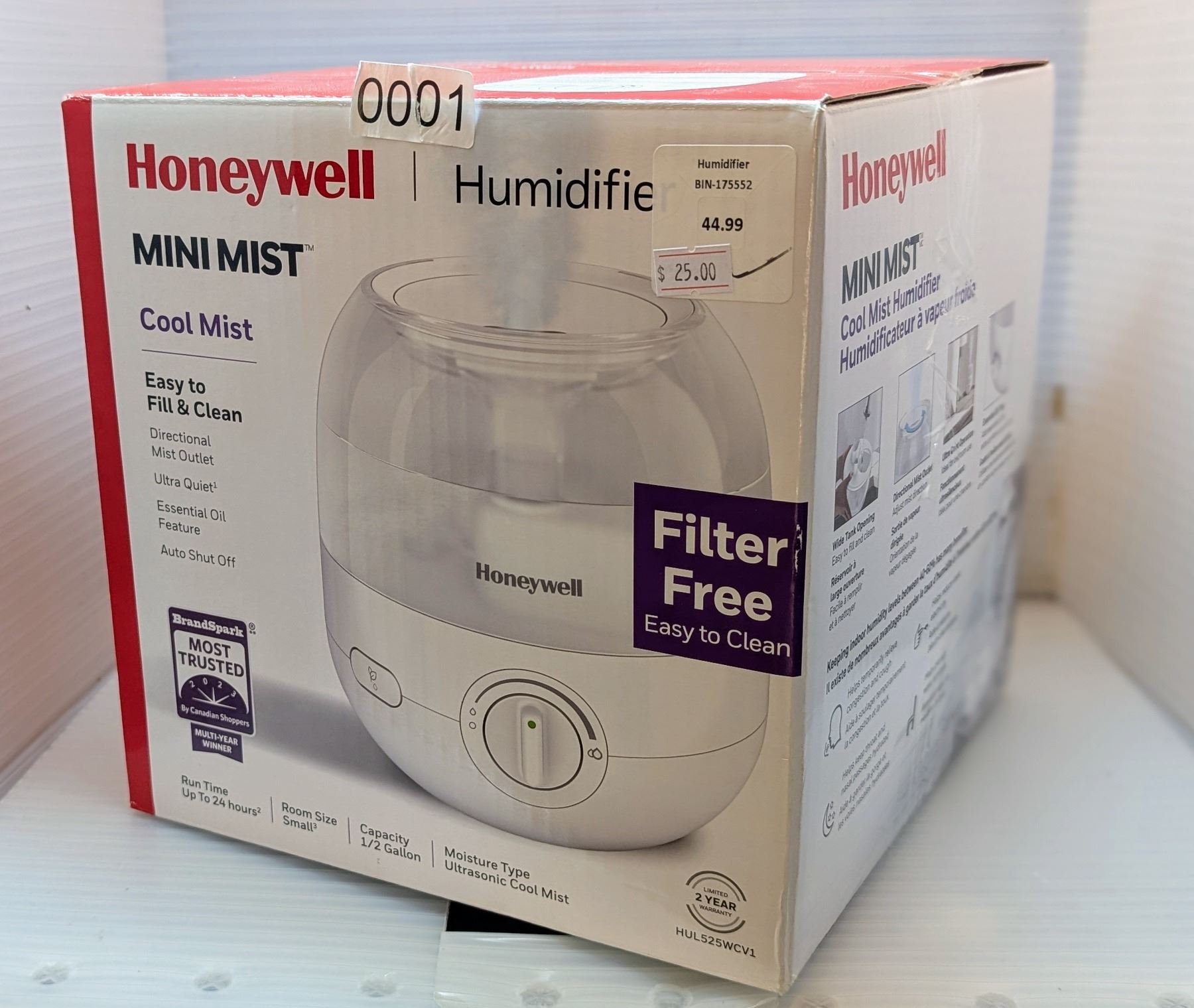 Mini Mist Lab Honeywell Mini Mist cool mist humidifier 1/2 gallon (tested working ...