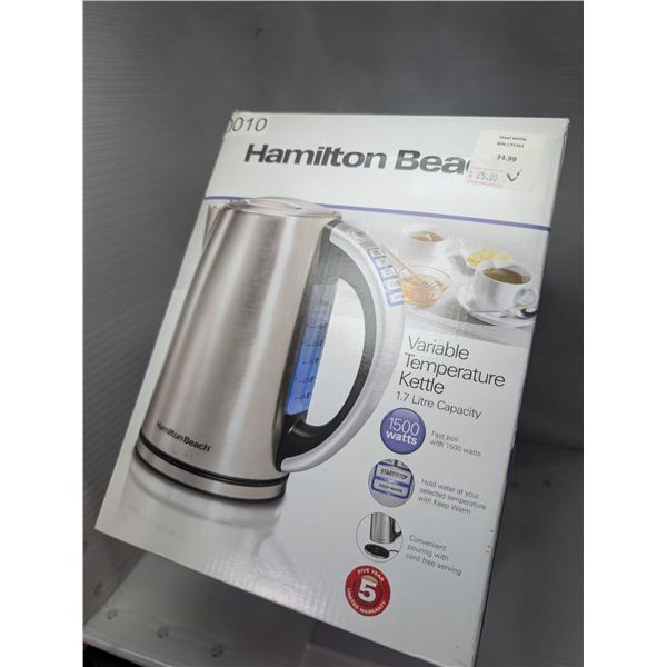 Hamilton Beach 1.7L variable temperature kettle (tested working in box)