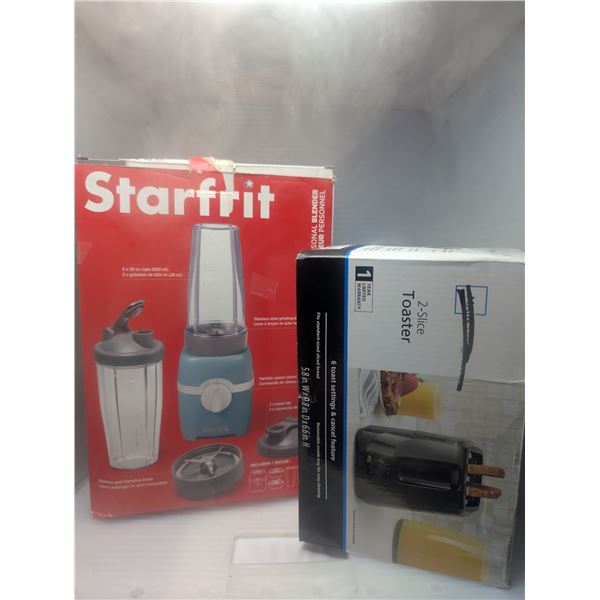 2pc - Mainstay 2 slice toaster & Starfrit personal blender (tested working in boxes)