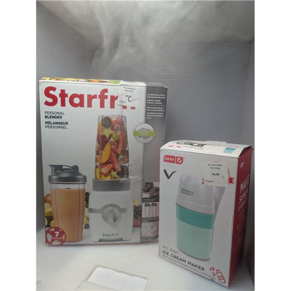 2pc - Dash my pint ice cream maker 1 pint & Starfrit personal blender (tested working in boxes)
