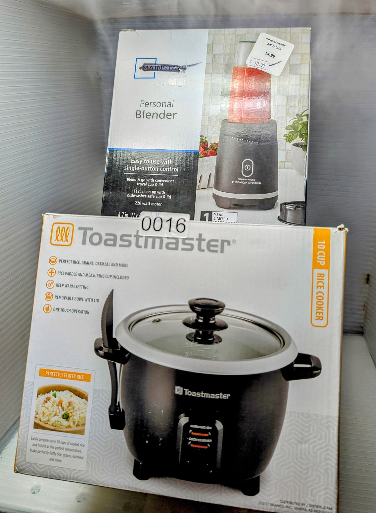 2pc - Toastmaster 10 cup rice cooker & Mainstay personal blender 16oz ...