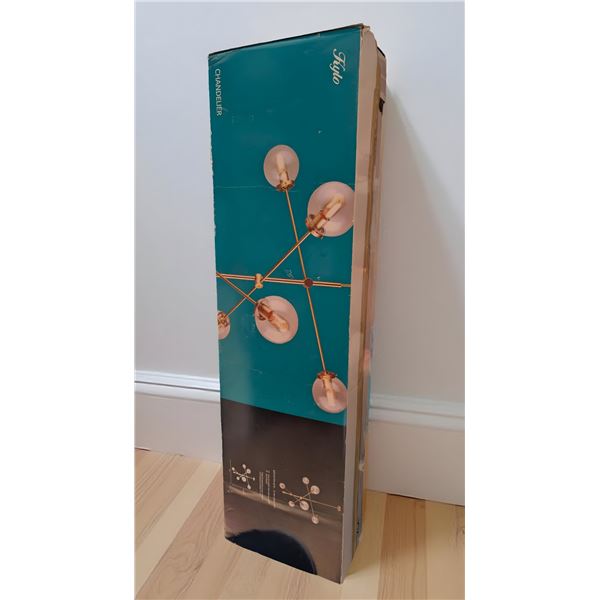 Kylo gold & clear glass chandelier 41in x 44-80" tall in box