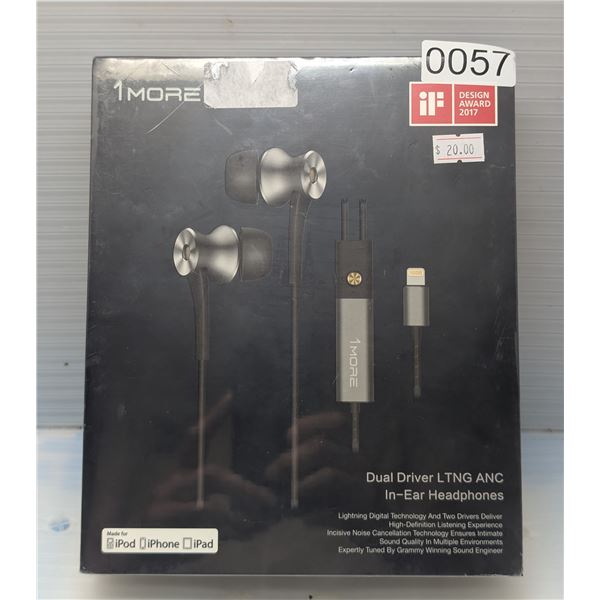 New 1 More dual driver LTNG ANC in-ear headphones (factory sealed)