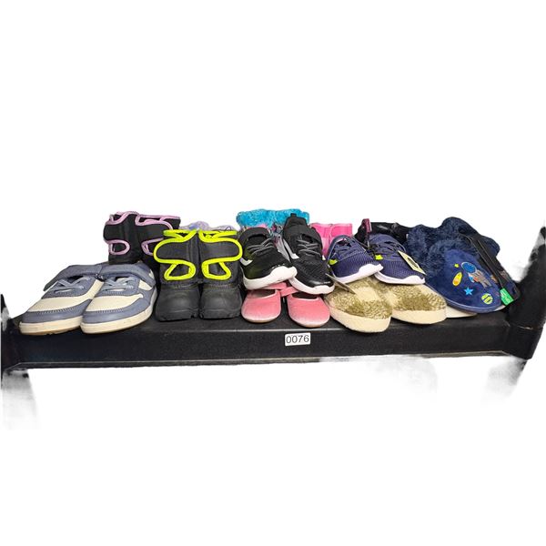 Shelf lot full of assorted new kids shoes - assorted sizes (14 pairs)