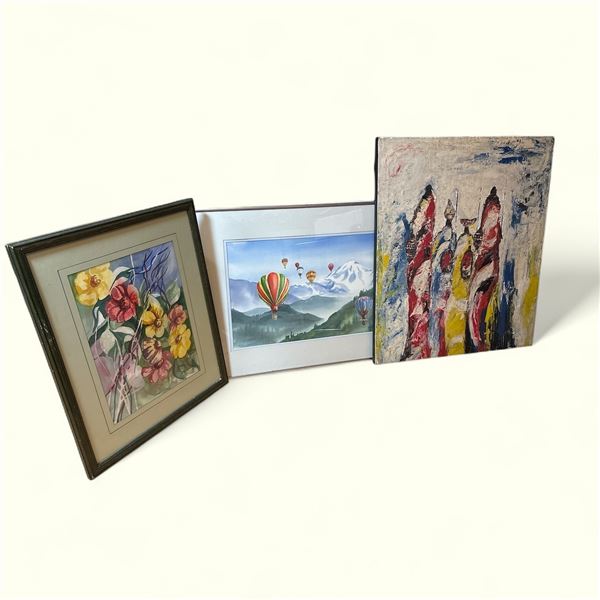 Group of 3 assorted framed paintings & prints
