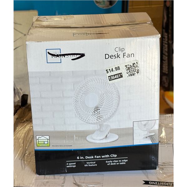 4pc Mainstays Clip Desk Fans 6in (tested working in box)