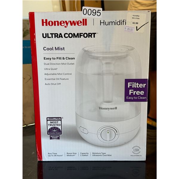 Honeywell ultra comfort cool mist humidifier 1 gallon (tested working in box)