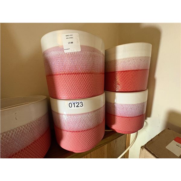 5pc new ombre diamond ceramic pots & 1 6in ceramic pot