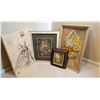 Image 1 : 4pc assorted paintings (tallest one approx. 26 1/2in x 14 1/2in