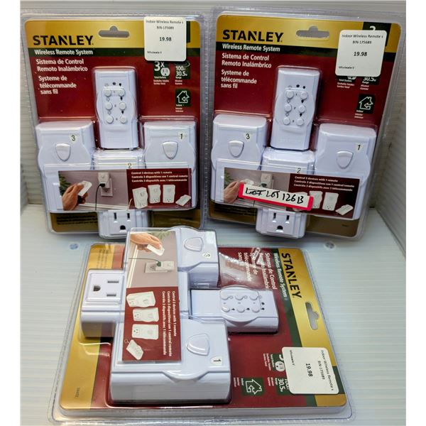 3pc new Stanley wireless remote system - control 3 devices with 1 remote
