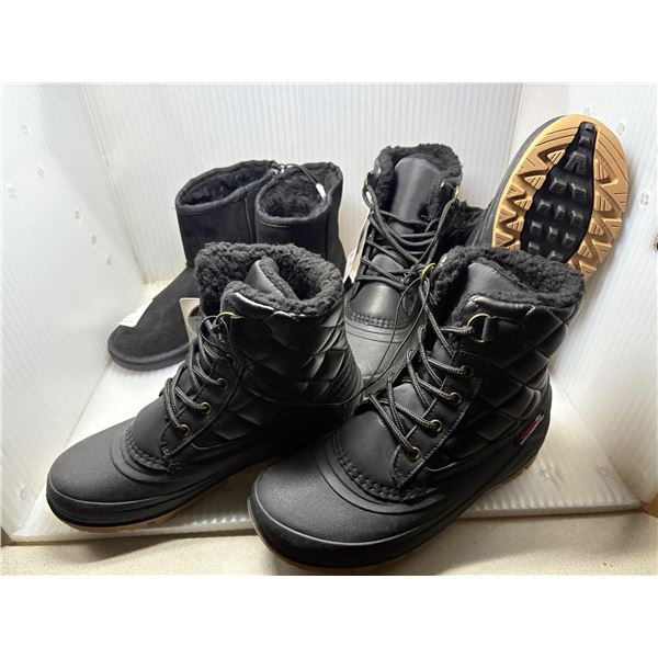 2 pairs of new women's boots (sizes 6) & 1 pair of winter shoes (size 7)