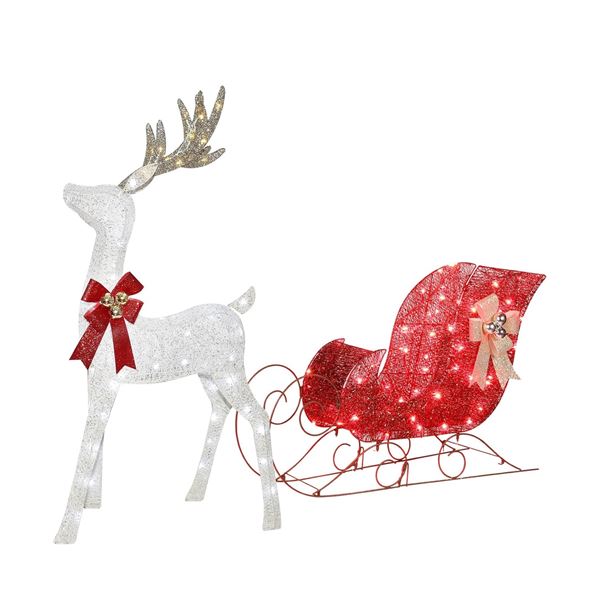 New Merry Christmas Reindeer & Sleigh lights - new in box
