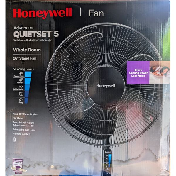 Honeywell Advanced Quietset 5 16" whole room stand fan (tested working in box)