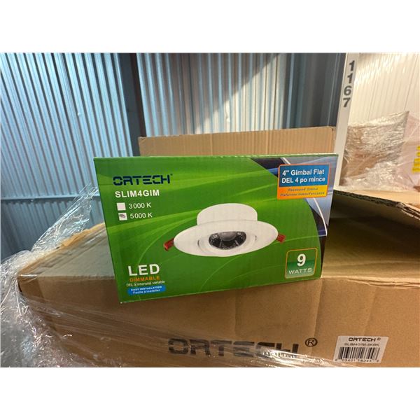 Pallet of assorted Ortech light fixtures - 5000K Ortech SLIM4GIM 8W 4" LED Economical Gimbal Downlig
