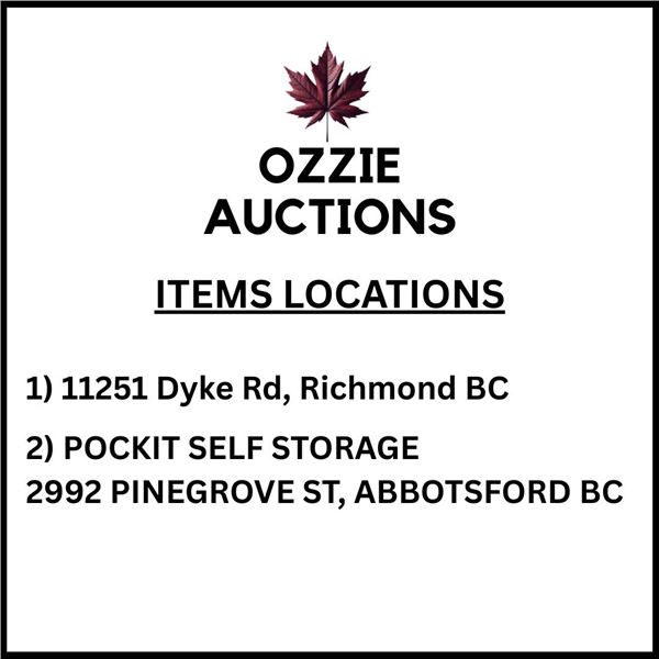 Preview and pickup is strictly by appointment only due to access issues. Please contact us to book a