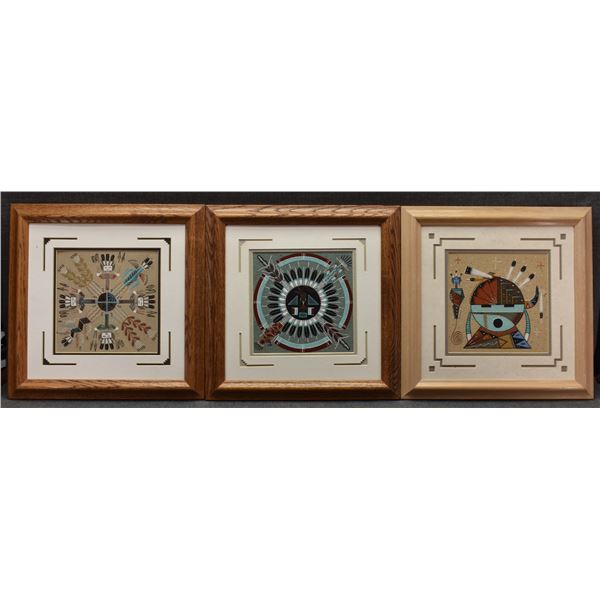 THREE NAVAJO SAND PAINTINGS