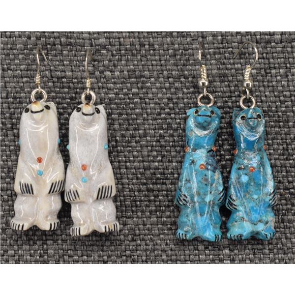 TWO SETS OF ZUNI FETISH EARRINGS