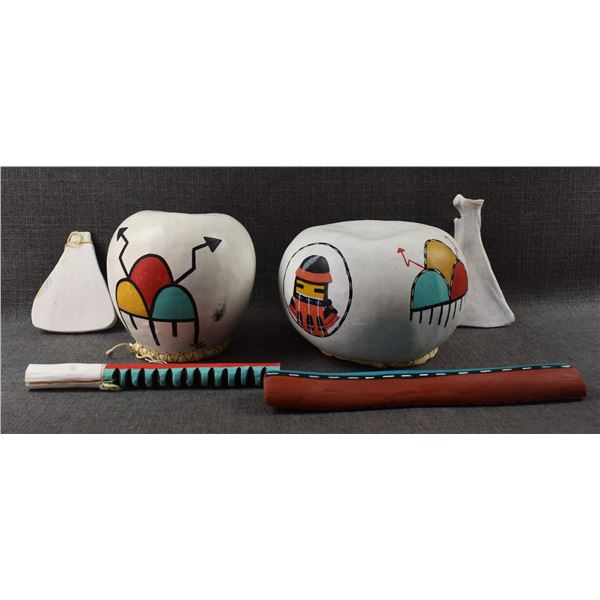 TWO HOPI INDIAN GOURD RESONATOR SETS