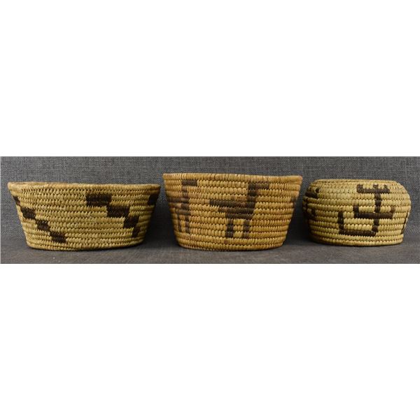 THREE PAPAGO BASKETS