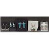 Image 1 : FIVE SETS OF NATIVE AMERICAN SILVER AND TURQUOISE EARRINGS