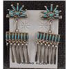 Image 2 : FIVE SETS OF NATIVE AMERICAN SILVER AND TURQUOISE EARRINGS
