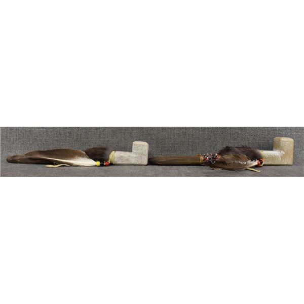 TWO DECORATIVE PIECE PIPES