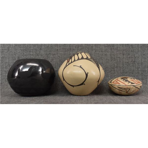 THREE MATA ORTIZ POTTERY ITEMS