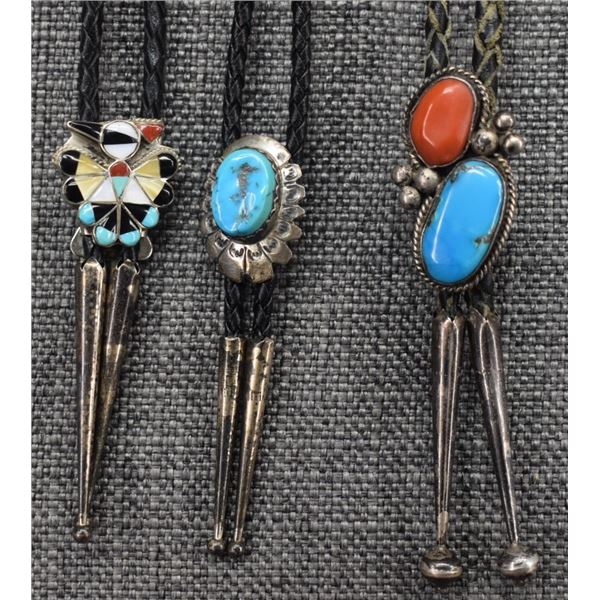 THREE NATIVE AMERICAN BOLOS