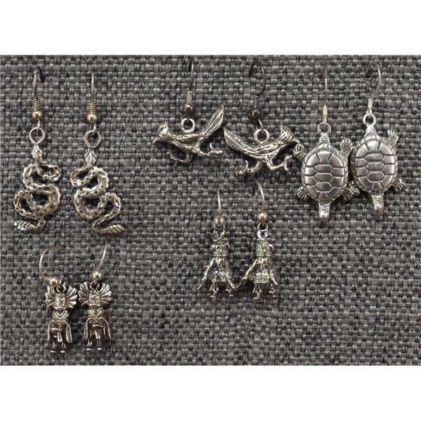 FIVE PAIRS OF STERLING SILVER EARRINGS