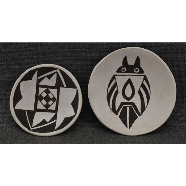 TWO ACOMA POTTERY PLATES (TINA GARCIA AND STELLA G)