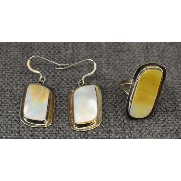 NAVAJO RING (NAKAI) AND EARRINGS (L CLEVELAND)