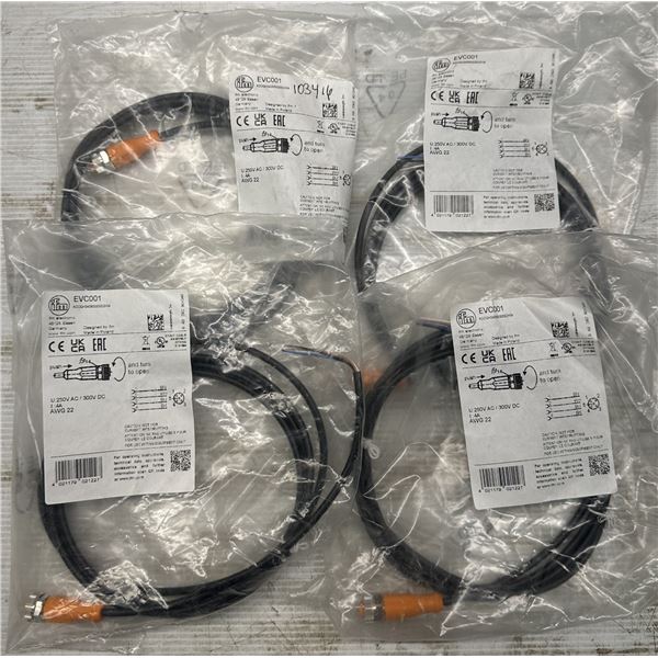(4) ifm #EVC001 Actuator Cables