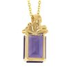 Image 6 : 14k Yellow Gold Large Emerald Cut Amethyst w/ Diamond Bow Ribbon Pendant & Chain