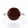 Image 4 : Vintage Platinum 4.29 ctw Round Garnet & Baguette Diamond 3 Stone Engagement Rin