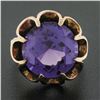 Image 2 : Antique 14k Gold 13.5mm Round Synthetic Alexandrite Belcher Prong Solitaire Ring