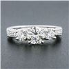 Image 3 : 14k White Gold 1.70 ctw GIA Round Brilliant Diamond Three Stone Engagement Ring