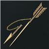 Image 2 : Antique Victorian Solid 14k Gold Large Detailed Seed Pearl Arrow Pin Brooch