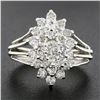 Image 2 : Vintage 14K White Gold 1.35 ctw Prong Diamond Marquise Navette Tiered Cluster Ri