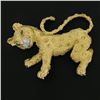 Image 2 : Robert Wander 18K Gold Emerald & Diamond Hand Textured Leopard Cat Brooch Pin
