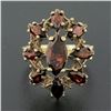 Image 2 : Vintage 14K Yellow Gold Marquise Prong Garnet Open Spray Flower Cocktail Ring