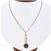Image 1 : Vintage 14K Gold Black Onyx, Pearl & White Topaz Lavalier Pendant w/ Chain