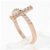 Image 8 : NEW 14k Rose Gold 0.40 ctw Round Brilliant Cut Diamond Curved Cross Band Ring