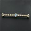Image 3 : Antique Edwardian 14k Gold 2.28 ctw Round Aquamarine European Diamond Bar Brooch