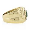 Image 5 : Estate 14k Yellow Gold 1.56 ctw Green Emerald & Channel Set Diamond Wide Band Ri