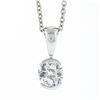 Image 2 : New 14k White Gold 0.56 ctw European Diamond Half Bezel Solitaire Pendant & Chai